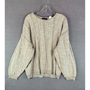 VTG Lorenzo Mens Sweater Ribbed Textured L? Grandpa 3D Chunky Knit Italy 80s 90s